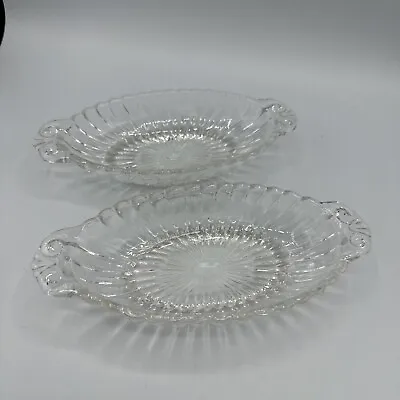 Vintage Clear Pressed Glass Oval Sundae/ Banana Split / Relish Dishes Lot Of 2 • $14.99