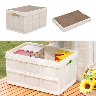 Large Folding Storage Box Plastic Collapsible Stackable Home Camping Containers • £11.95