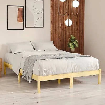 Bed Frame Double Queen Size Solid Wooden Bedroom Modern Style Furniture Base • £84.31