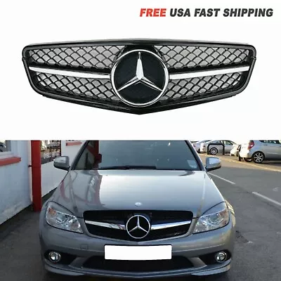 AMG Style Black Chrome Grille For Mercedes Benz C-Class W204 2008-2014 C200 C300 • $74.49