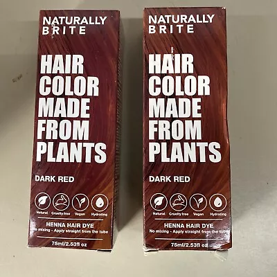 Lot Of 2 NATURALLY BRITE Hair Color Made From Plants - Dark Red Henna Hair Dye • $12.99