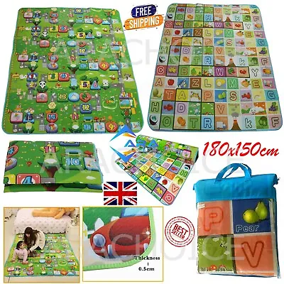 180cm X 150cm Play Mat 2 Sided Kids Crawling Educational Soft Foam Game Carpet • £10.95