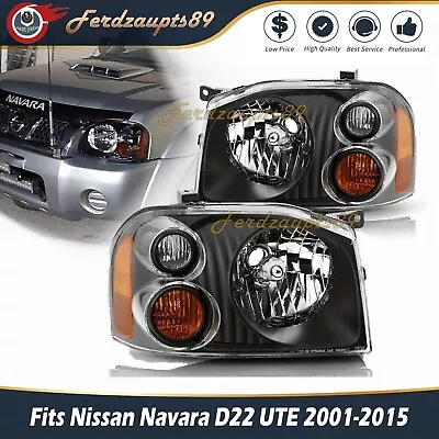 A Pair Black Front Lamps Head Light Fits Nissan Navara D22 UTE 2001-2015 Upgrade • $316.35