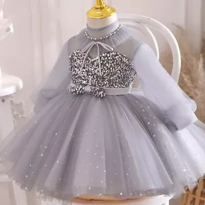 Autumn Baby Dress Infant Sequin Elegant Dresses Todder Girls Birthday Ball Gown • £75.84