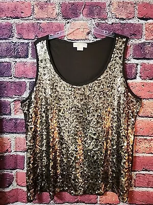  Michael Kors Plus Size 3X Gold Sequins Top C61 • $24.99