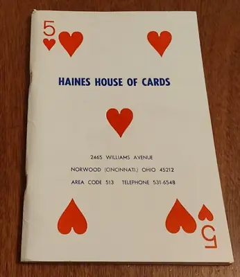 Haines House Of Cards Catalog: Volume 5 Of Hearts 1970 - VTG Magic Catalog • $24.95