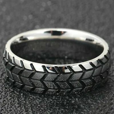 Stainless Steel Mechanic Car Tire Men's Ring Inspired Band Punk Fashion Jewelry • $2.62
