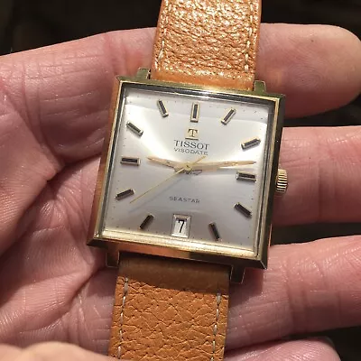 Stunning Vintage 1960's Tissot Seastar Visodate Gilt Gold Cioccolatone Watch • $51.03