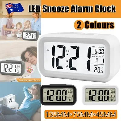 $11.97 • Buy Digital Bedside LED Snooze Alarm Clock Time Temperature Day/Night Desktop Clock