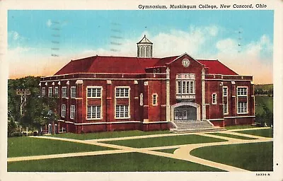 New Concord Ohio Postcard Gymnasium Muskingum College PM 1944 OH1 • $4.99