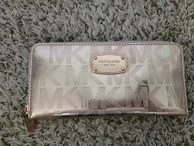 Michael Kors Jet Set Travel Continental Rose Gold Mirror Zip Around Wallet • $50