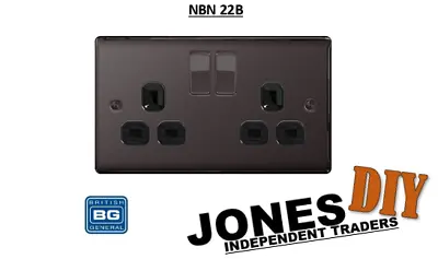 £13.69 • Buy Bg Nexus 2g Double Socket Black Nickel Nbn22b Sockets Switches Nbn 22 B