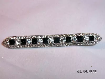 ...Vintage KJL/Kenneth Jay Lane...Silver ToneClear & Black Rhinestones  Brooch • $18