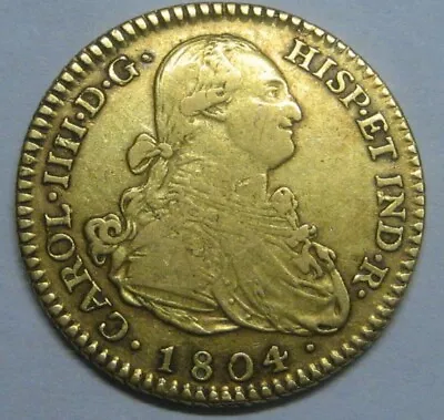 1804 Madrid 2 Escudos Charles Iv Spain Gold Doubloon Spanish Colonial Era  • $645