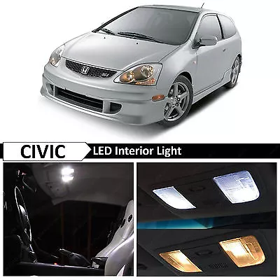 7x White LED Lights Interior Package Kit Fits 2001-2005 Honda Civic SI EP3 • $14.89