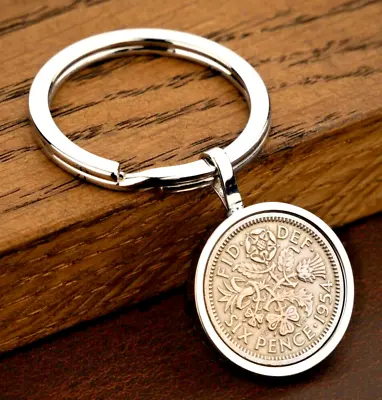 70th Birthday Gift Lucky Sixpence Luxury Keyring From 1954 Complete With Box • £11.99