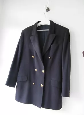 St Michael Marks Spencer Vintage 90s Navy Wool Cashmere Blazer Jacket  Sz UK 14 • £29