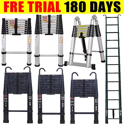 £68.90 • Buy Folding Telescopic Step Ladder Aluminium Steel Multi-Purpose Extendable Loft DIY