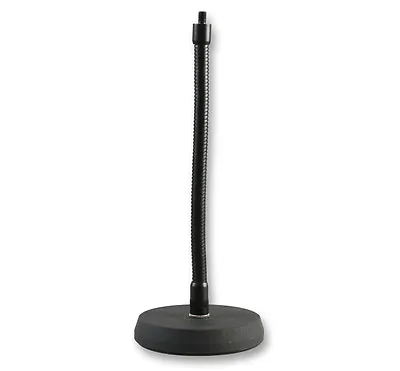 Pulse Black Flexible Gooseneck Microphone Table Desk Mic Stand Heavy Metal Base • £16.50