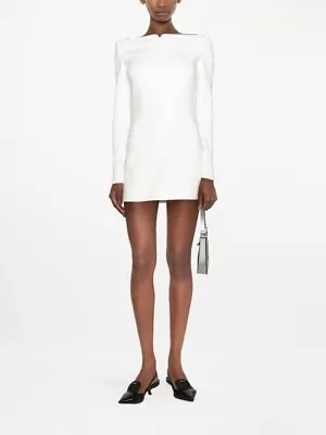 COURREGES Square Neck Long Sleeve Mini Dress In White FR 38  US 4 6 S Org $1159 • $345