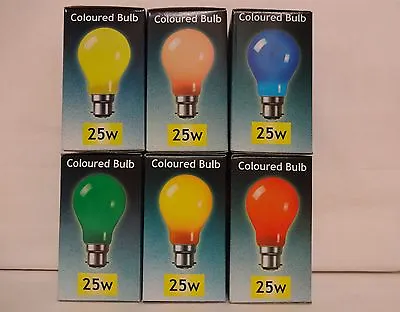 £9.95 • Buy 5 X 25watt Coloured GLS Light Bulbs BC Or ES