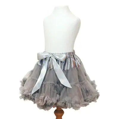 £21.99 • Buy Soft Grey Pettiskirt Tutu Tulle Girls Childrens Ruffle Skirt Dance Dress Up
