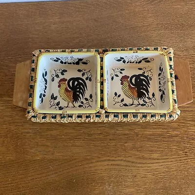 2 Small Bowls Square Early Provincial Rooster Basket By Ucagco Japan • $59.25