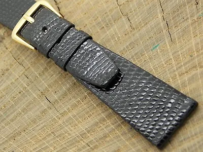 NOS Vintage Baume Mercier Watch Band Black Lizard W Gold Tone Buckle Unused 20mm • $100