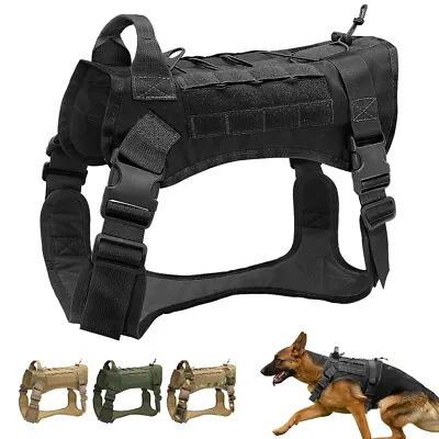 No Pull Tactical Dog Harness Military MOLLE Training Vest Large German Shepherd  • $29.69