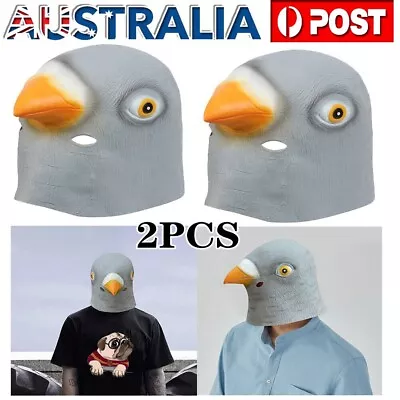 2Pcs Pigeon Head Mask Creepy Animal Halloween Costume Theater Prop Latex Toys AU • $24.69