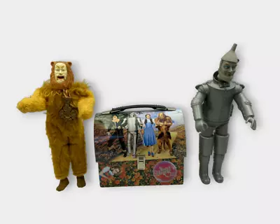 The Wizard Of Oz Vintage 1981 Toy Time Inc Tin Man Lion Figures & Tin Lunch Box • $35