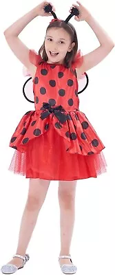 Girls LadyBug Costume Kids Fancy Dress World Book Day Halloween Ikali Cosplay • £12.49