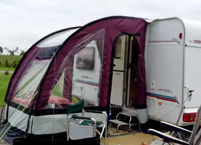 Up Once Sunncamp Ultima 180 Plus Grape Caravan Porch Awning + Rear Upright Poles • £135