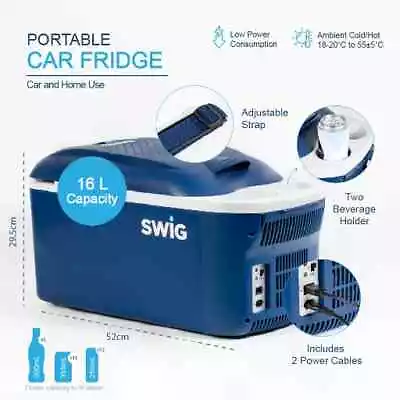 SWIG Portable Car Fridge - 16ltr Capacity - Thermoelectric Cooler & Warmer. • $169.99