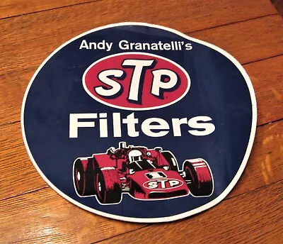 Vintage STP Filters Andy Granatelli's Sticker 11 Inch Diameter Original • $14.90