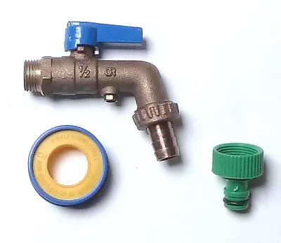 1/2  Brass Lever Outside Tap With Double Check Valve And Garden Hose Fitting • £14.99