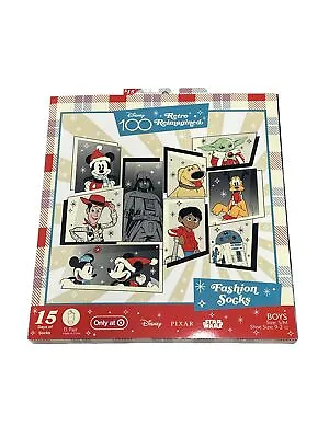 Boys Disney 100 Mickey Mouse 15 Days Of Socks Advent Calendar SM Shoe Size 9-2.5 • $7