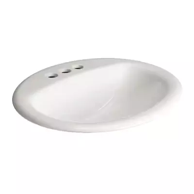 Glacier Bay Aragon Self-Rimming Drop-In Bathroom Sink Vitreous China White Oval • $32.35