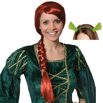 £16.95 • Buy Princess Ogre Fiona Red Plait Wig With Shrek Ears Fancy Dress