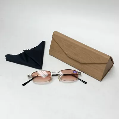 Sun Reader Glasses +3.00 Spring Temples W/ Fawn Faux Wood Foldable Case *DEFECT* • $17.99