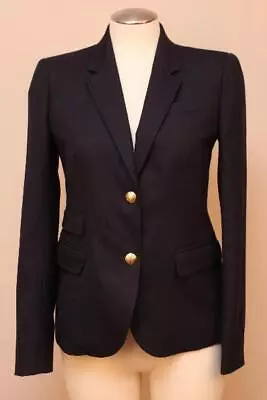 $198 J CREW Wool Schoolboy Blazer 0 Navy Blue Jacket Fall 2013 Suiting Preppy • $99