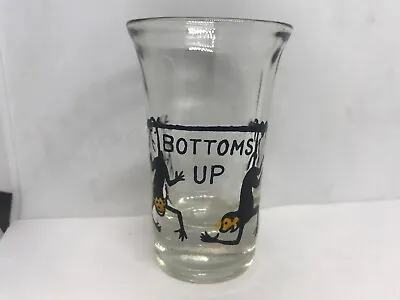 Vintage Shot Glass BOTTOMS UP Monkeys OLD Collectible Shot Shooter Glass Estate • $19.99