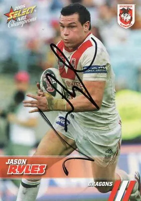 $6.99 • Buy @ SIGNED # SELECT NRL CARD Of 2008 CHAMPIONS JASON RYLES ST GEORGE