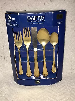 Brand New Hampton Silversmiths Katrinka FG 24kt Gold Plated Flatware 20 Piece • $7.91