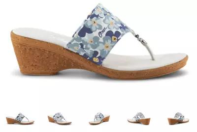 Onex Ember Blue Floral Toe Post Wedge Sandal Women's Sizes 5-11/NEW!!! • $129.95