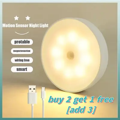 8LED USB Rechargeable Portable PIR Motion Sensor Light Cabinet Stair Night Lamp~ • £4.19