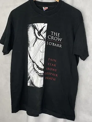 The Crow Vintage 90s Movie T-shirt J.O’ Barr Black Pain Fear Size L Made In USA • $115