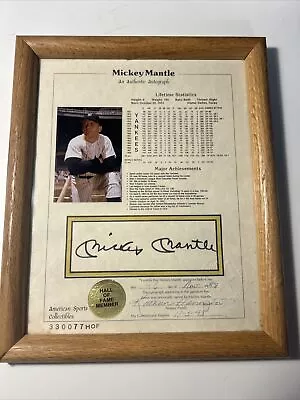 MICKEY MANTLE Autograph '88 W/ Photo Lifetime Statistics & Major Achievements • $279.95