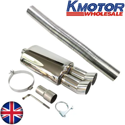 Universal Exhaust Back Box Lmo 006 5 Twin Tip Stainless Steel Sports Performance • £69.88