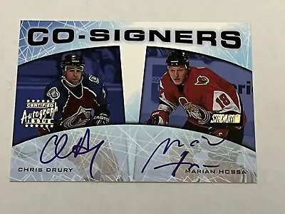 Chris Drury & Marian Hossa 1999-00 Stadium Club Co-Signers Autograph Auto SP HOF • $39.99